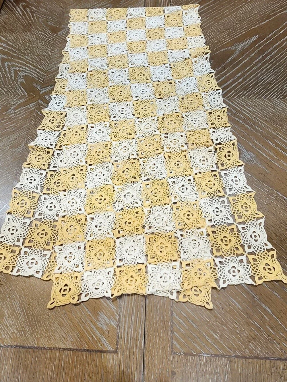 Vtg Hand Crochet Doily Table Runner Dresser Scarf Rectangular 53
